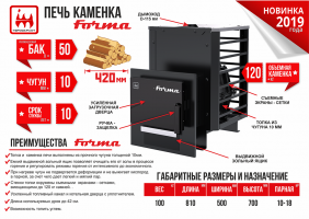 Печь-каменка (сетка) FORMA (Форма) с чугунной топкой_2